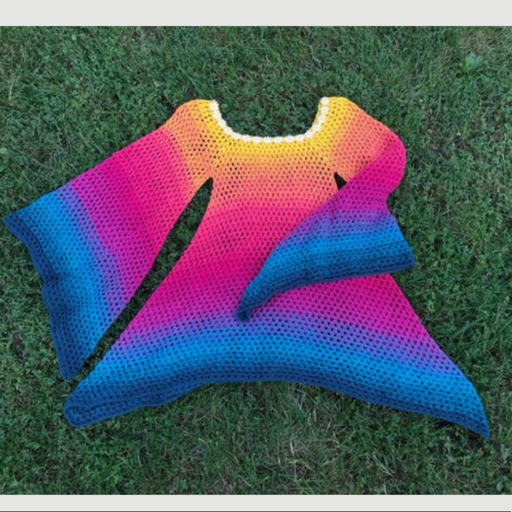 Colorful Angel Sleeve Boho Tunic Dress - Picture 3 of 6